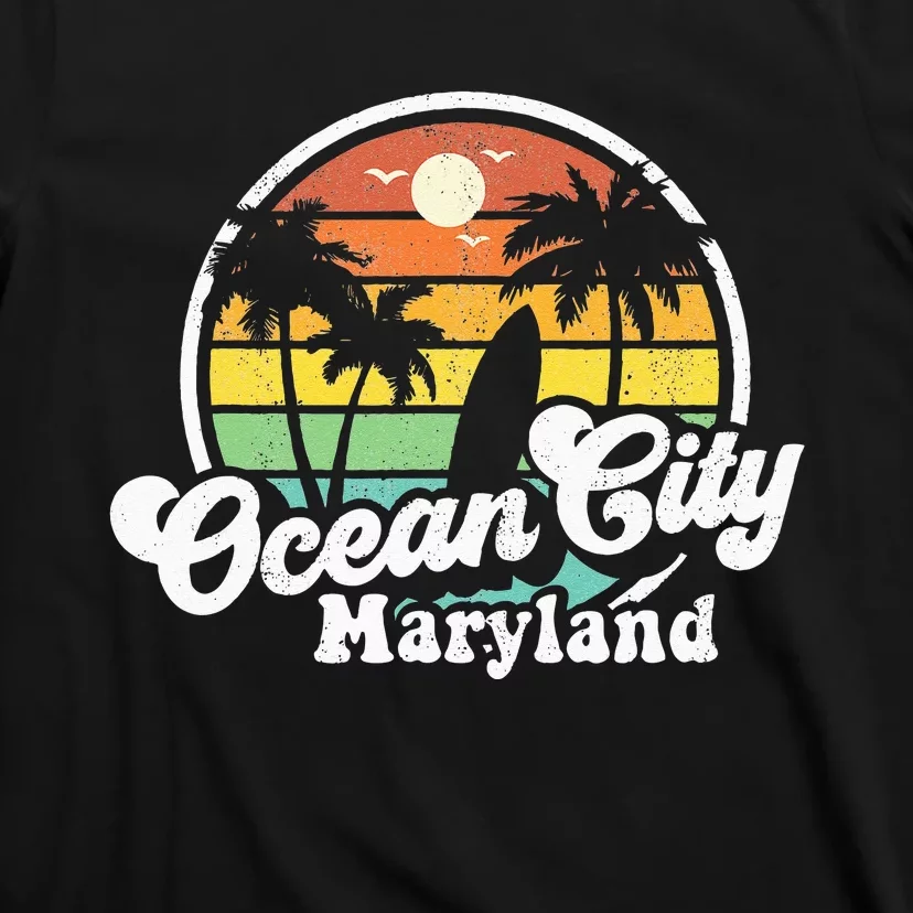 Ocean City Maryland Beach Vacation Retro Surfing Summer Gift T-Shirt