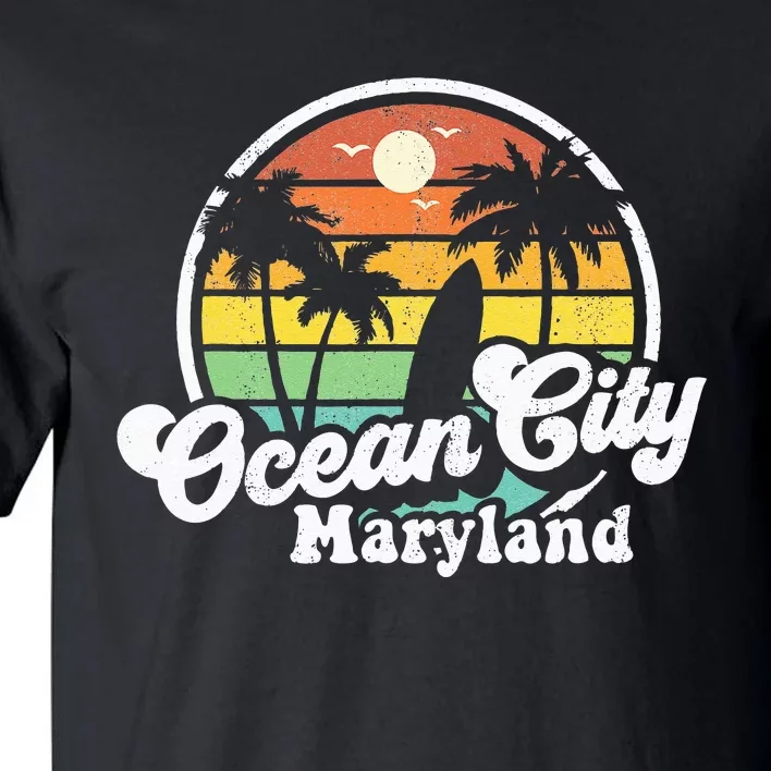 Ocean City Maryland Beach Vacation Retro Surfing Summer Gift Tall T-Shirt