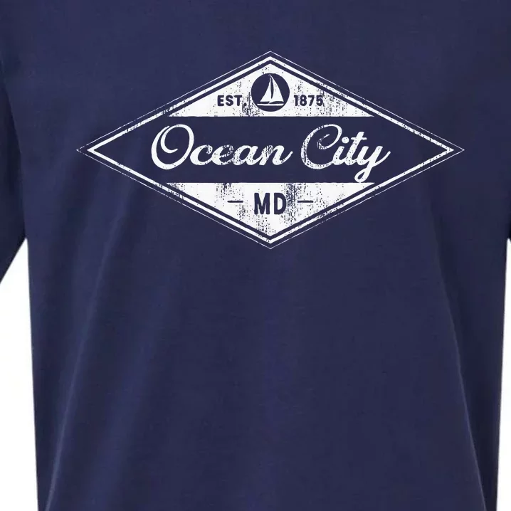 Ocean City Maryland Established 1875 Beach Souvenir Sueded Cloud Jersey T-Shirt