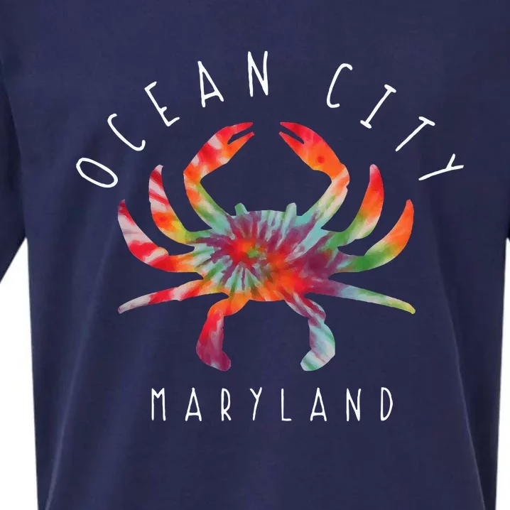 Ocean City Maryland Crab Tie Dye Summer Vacation Sueded Cloud Jersey T-Shirt