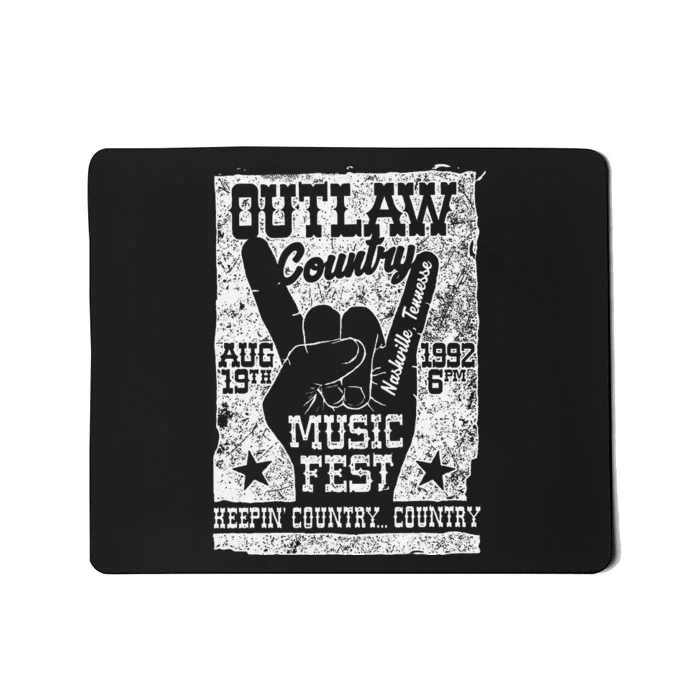 Outlaw Country Music Fest Nashville Vintage Graphic Mousepad