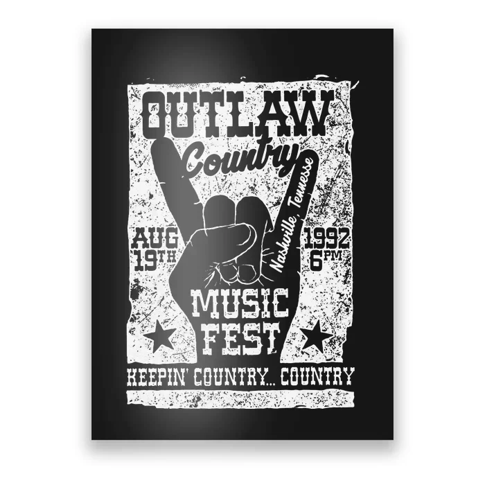 Outlaw Country Music Fest Nashville Vintage Graphic Poster