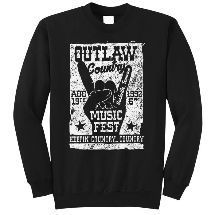 Outlaw Country Music Fest Nashville Vintage Graphic Tall Sweatshirt