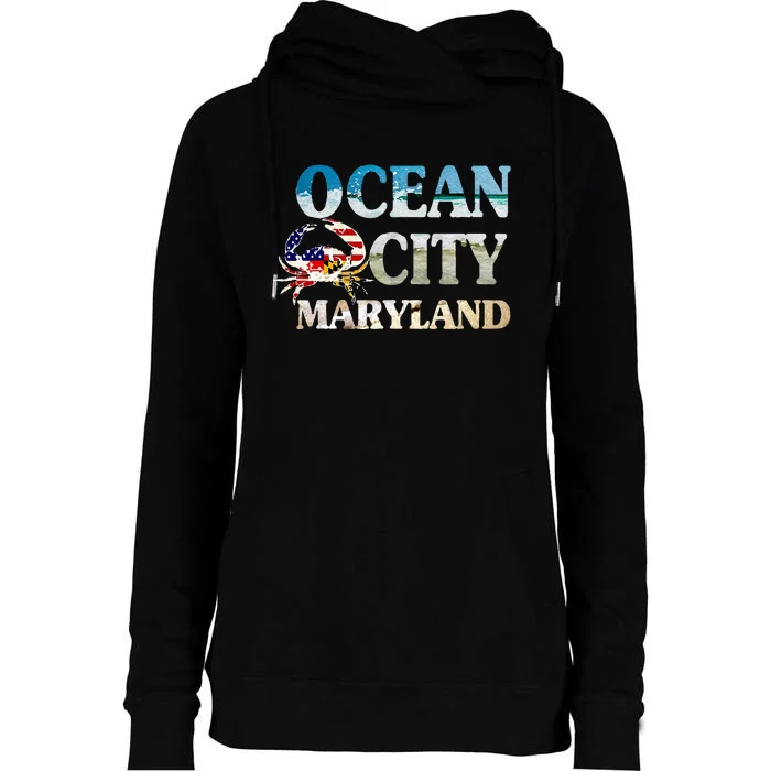 Ocean City Maryland Beach Vacation Womens Funnel Neck Pullover Hood