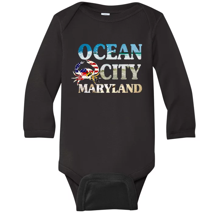 Ocean City Maryland Beach Vacation Baby Long Sleeve Bodysuit