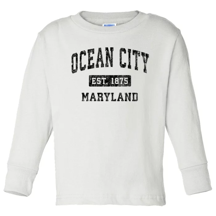 Ocean City Maryland Md Vintage Established Sports Design Toddler Long Sleeve Shirt