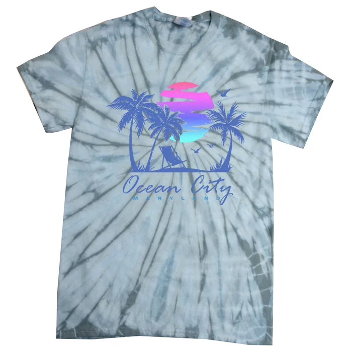 OCEAN CITY MARYLAND Beach Vacation Vintage Sunset Graphic Tie-Dye T-Shirt