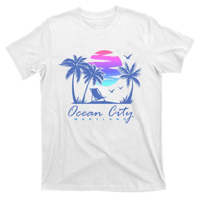 OCEAN CITY MARYLAND Beach Vacation Vintage Sunset Graphic T-Shirt