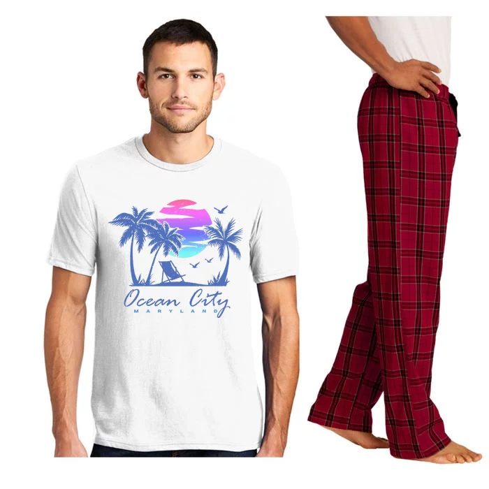 OCEAN CITY MARYLAND Beach Vacation Vintage Sunset Graphic Pajama Set