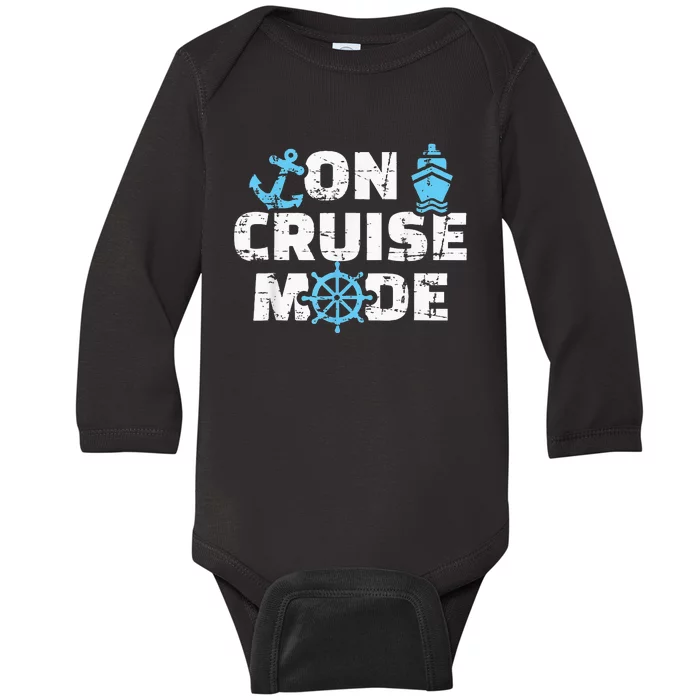 On Cruise Mode Funny Summer Cruise Vacation Family Baby Long Sleeve Bodysuit