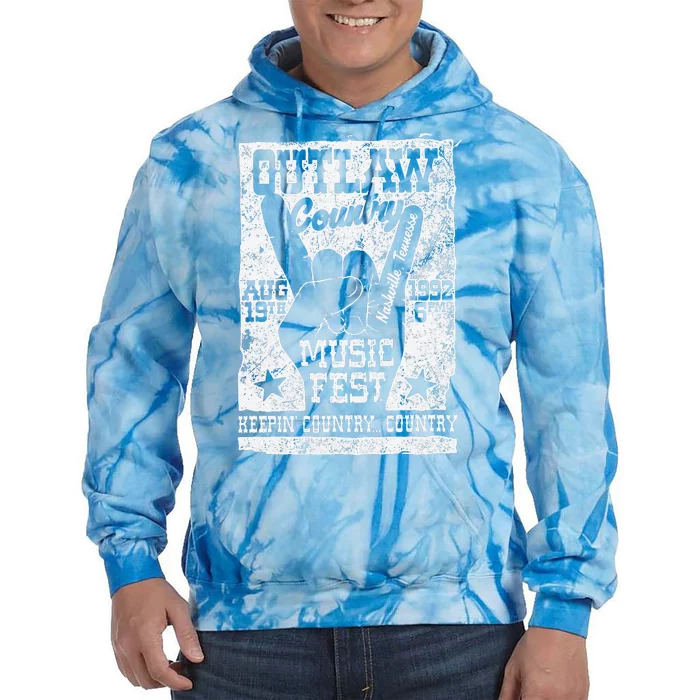 Outlaw Country Music Fest Nashville Vintage Graphic Tie Dye Hoodie