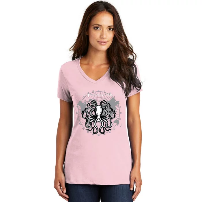 Octopus Circular Math Octopi Lovers Tee Women's V-Neck T-Shirt