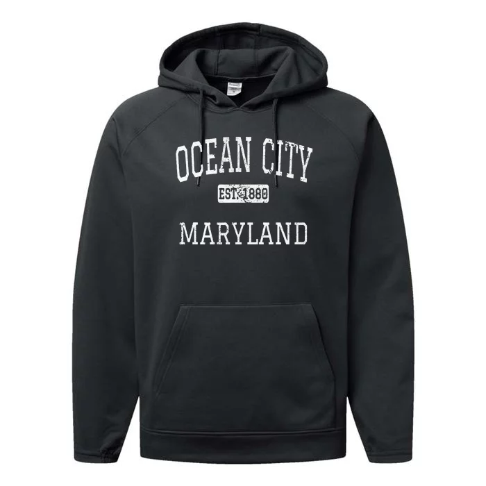 Ocean City Maryland Md Vintage Performance Fleece Hoodie