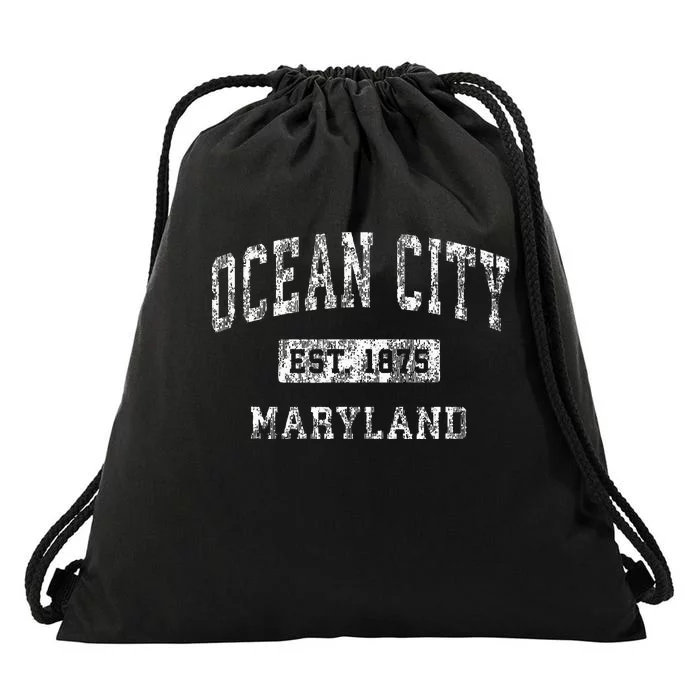 Ocean City Maryland Md Vintage Established Sports Drawstring Bag