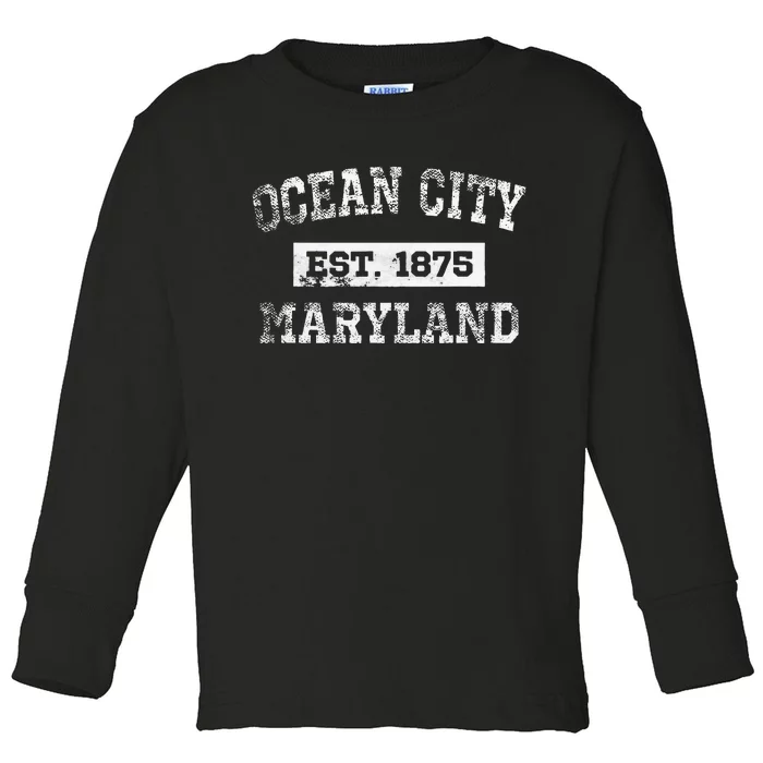 Ocean City Maryland Est. 1875 Distressed Toddler Long Sleeve Shirt