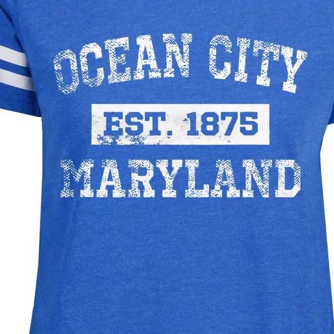 Ocean City Maryland Est. 1875 Distressed Enza Ladies Jersey Football T-Shirt