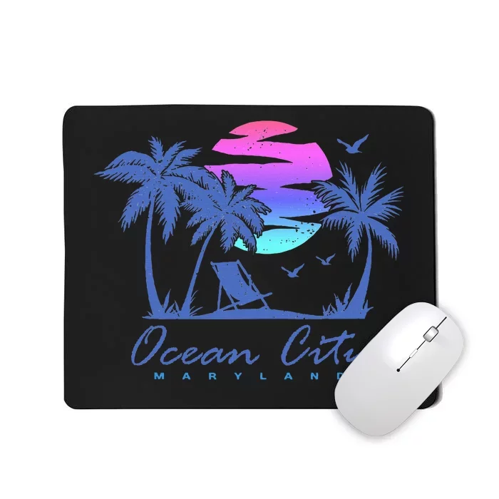 Ocean City Maryland Beach Vacation Trip Retro Vintage Sunset Mousepad