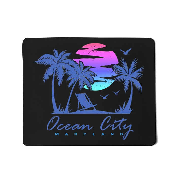 Ocean City Maryland Beach Vacation Trip Retro Vintage Sunset Mousepad