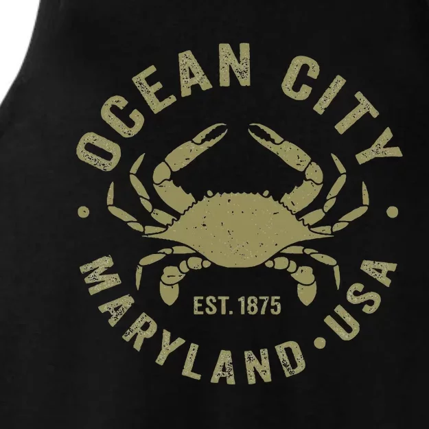 Ocean City Maryland Crab Retro Throwback Ladies Tri-Blend Wicking Tank