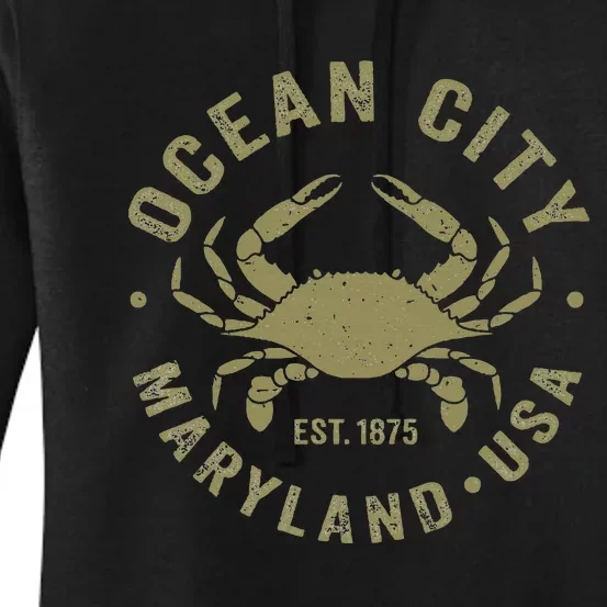 Ocean City Maryland Crab Retro Throwback Women's Pullover Hoodie