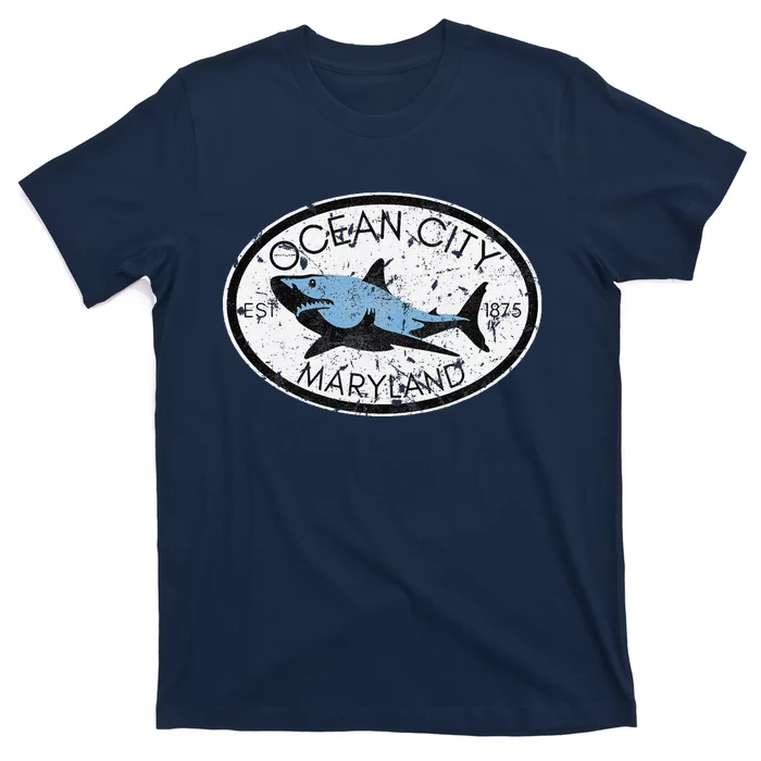 Ocean City Maryland Fishing Shark Fish Beach Md Vintage T-Shirt