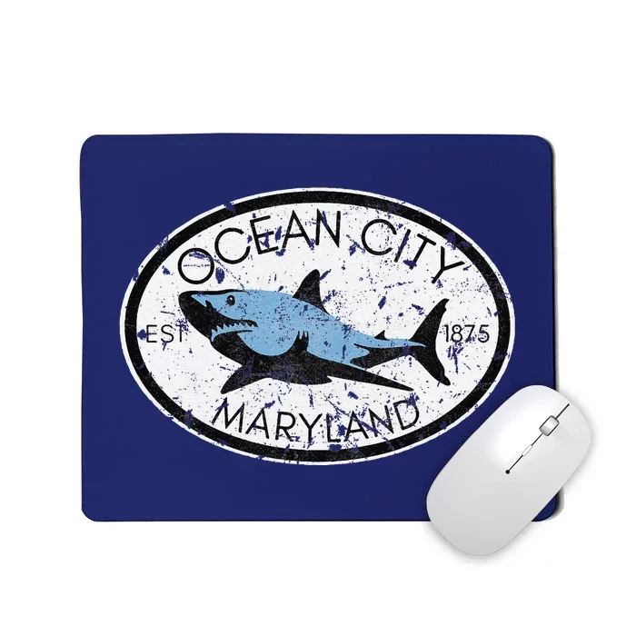 Ocean City Maryland Fishing Shark Fish Beach Md Vintage Mousepad