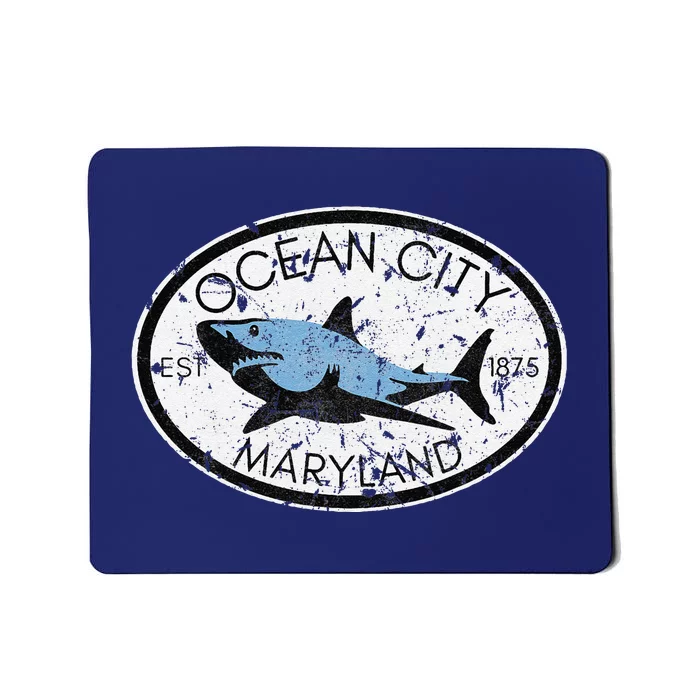 Ocean City Maryland Fishing Shark Fish Beach Md Vintage Mousepad