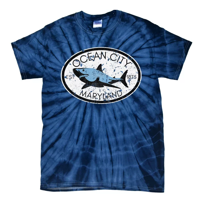 Ocean City Maryland Fishing Shark Fish Beach Md Vintage Tie-Dye T-Shirt