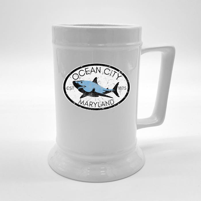 Ocean City Maryland Fishing Shark Fish Beach Md Vintage Front & Back Beer Stein