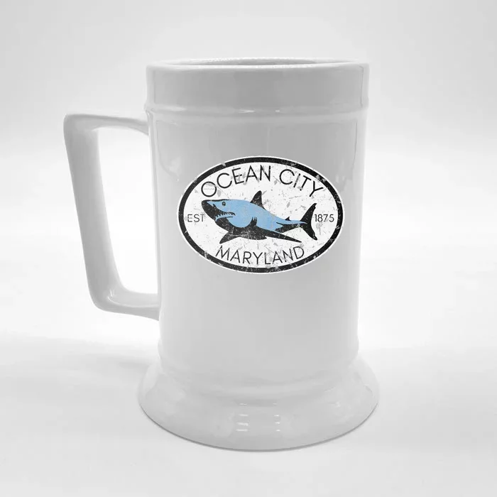 Ocean City Maryland Fishing Shark Fish Beach Md Vintage Front & Back Beer Stein