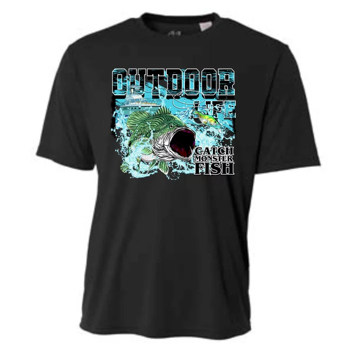 Outdoor Catch Monster Fish Large Mouth Cooling Performance Crew T-Shirt