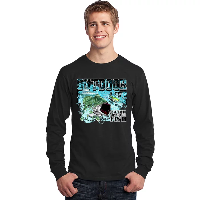 Outdoor Catch Monster Fish Large Mouth Long Sleeve Shirt