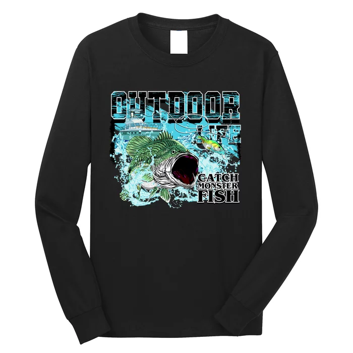 Outdoor Catch Monster Fish Large Mouth Long Sleeve Shirt