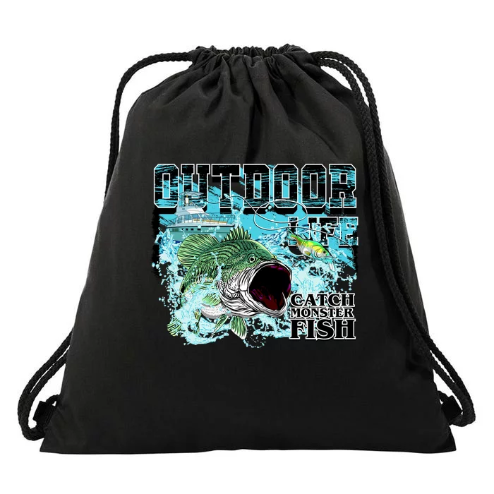 Outdoor Catch Monster Fish Large Mouth Drawstring Bag