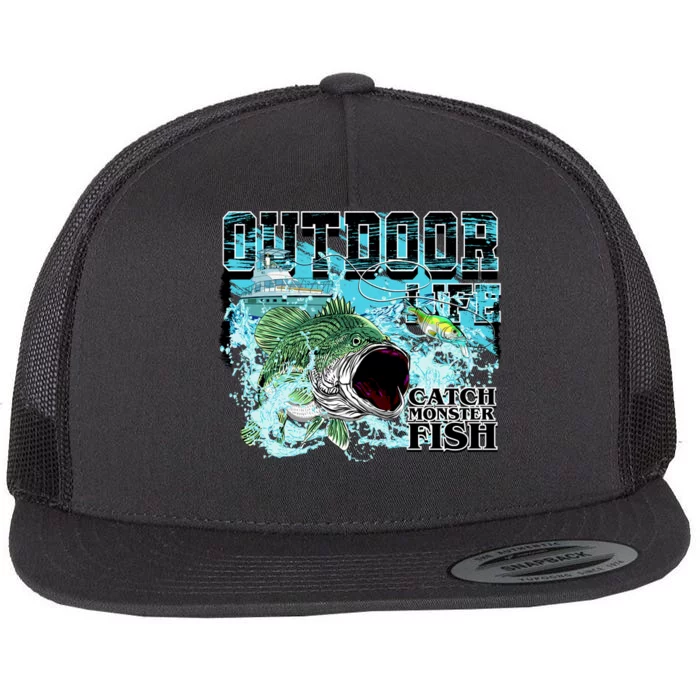 Outdoor Catch Monster Fish Large Mouth Flat Bill Trucker Hat