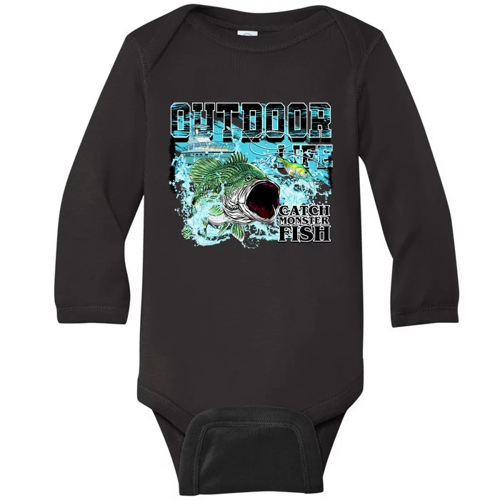 Outdoor Catch Monster Fish Large Mouth Baby Long Sleeve Bodysuit