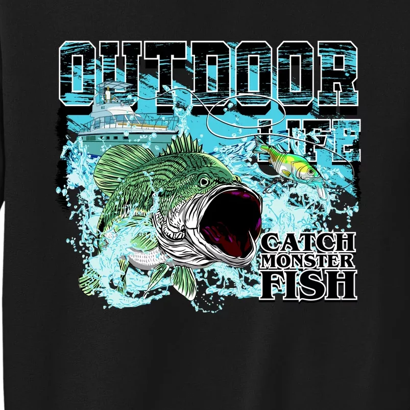 Outdoor Catch Monster Fish Large Mouth Tall Sweatshirt