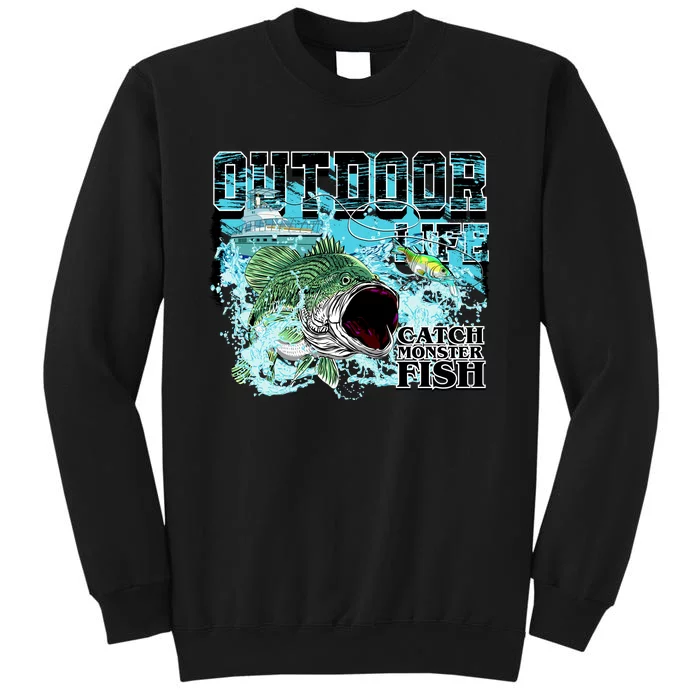 Outdoor Catch Monster Fish Large Mouth Tall Sweatshirt