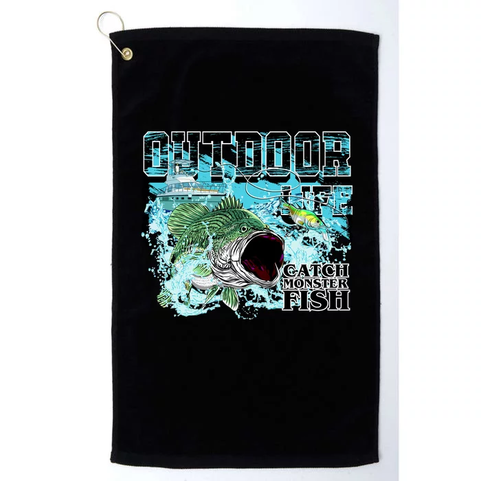 Outdoor Catch Monster Fish Large Mouth Platinum Collection Golf Towel