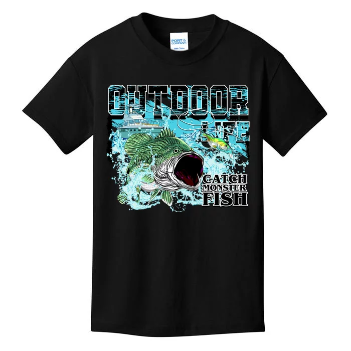 Outdoor Catch Monster Fish Large Mouth Kids T-Shirt