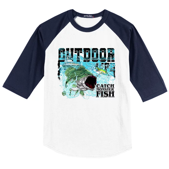 Outdoor Catch Monster Fish Large Mouth Baseball Sleeve Shirt