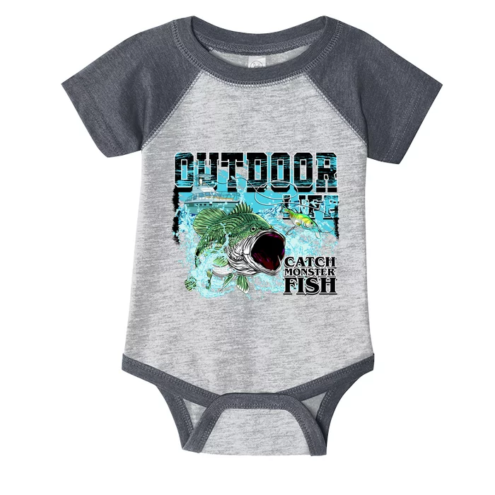 Outdoor Catch Monster Fish Large Mouth Infant Baby Jersey Bodysuit