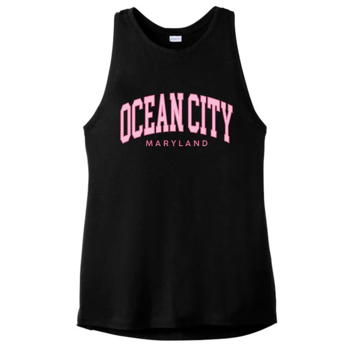 Ocean City Maryland Summer Retro Preppy Throwback Women Ladies Tri-Blend Wicking Tank