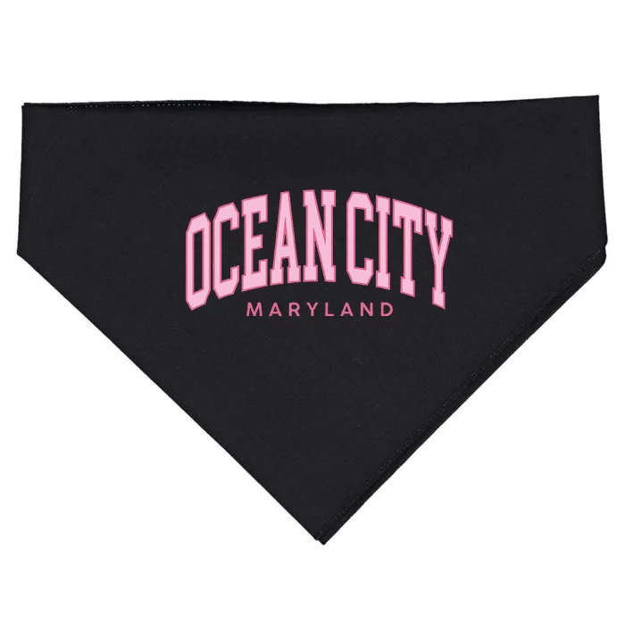 Ocean City Maryland Summer Retro Preppy Throwback Women USA-Made Doggie Bandana