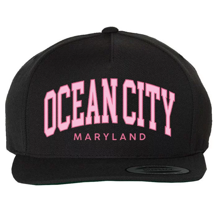 Ocean City Maryland Summer Retro Preppy Throwback Women Wool Snapback Cap