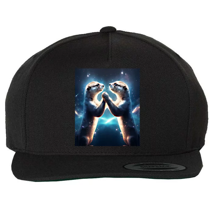 Otter Cute Magical Otter Space Couple Anniversary Gift Wool Snapback Cap