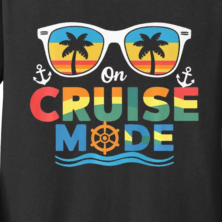 On Cruise Mode Family Cruising Essentials Vacation Squad Kids Long Sleeve Shirt