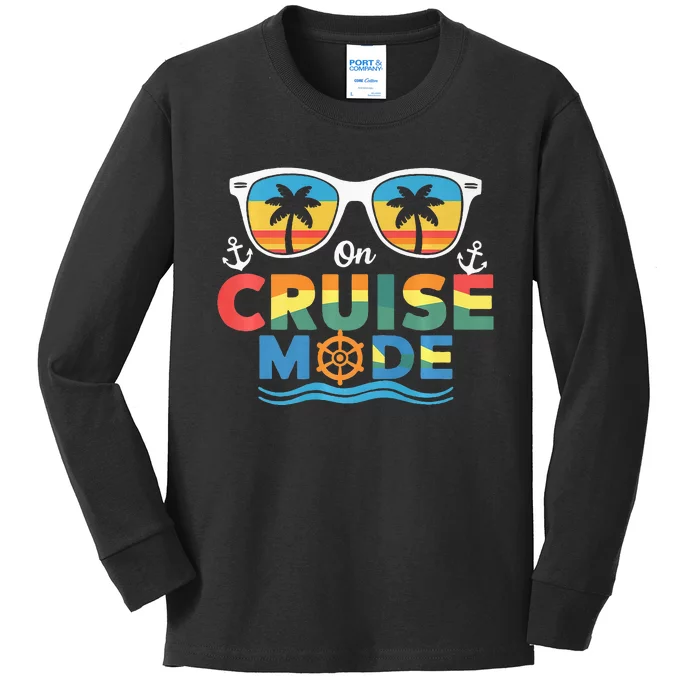 On Cruise Mode Family Cruising Essentials Vacation Squad Kids Long Sleeve Shirt