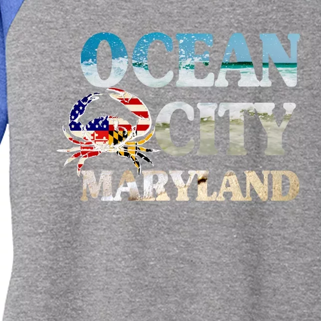 Ocean City Maryland Beach Vacation Gift Women's Tri-Blend 3/4-Sleeve Raglan Shirt