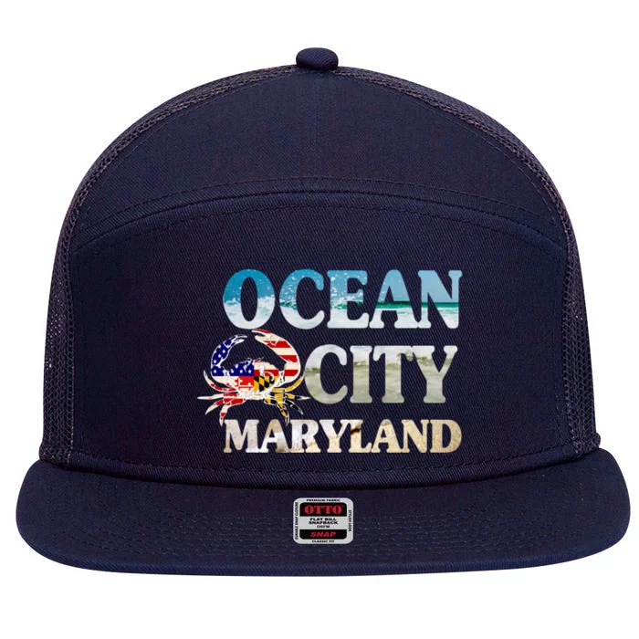 Ocean City Maryland Beach Vacation Gift 7 Panel Mesh Trucker Snapback Hat